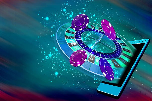 Live roulette wheel spinning with betting grid